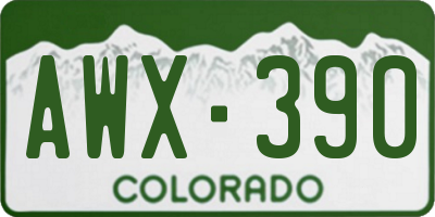 CO license plate AWX390