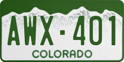 CO license plate AWX401