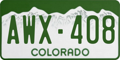 CO license plate AWX408