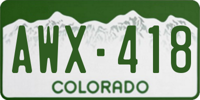CO license plate AWX418