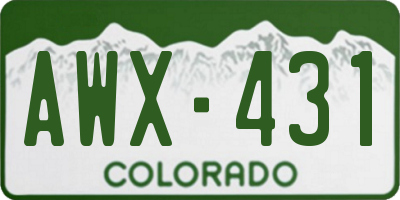 CO license plate AWX431