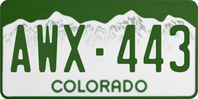 CO license plate AWX443