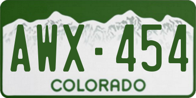 CO license plate AWX454
