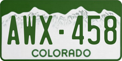 CO license plate AWX458