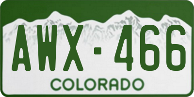 CO license plate AWX466