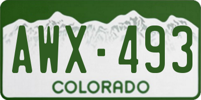 CO license plate AWX493