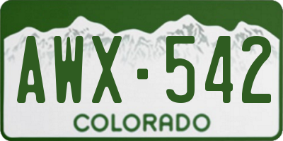 CO license plate AWX542