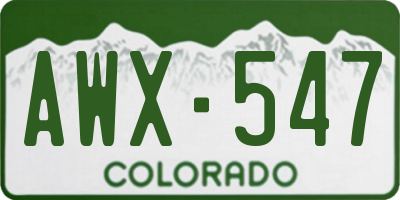 CO license plate AWX547