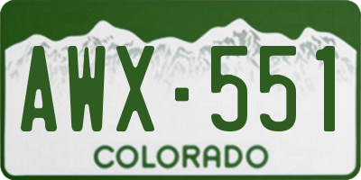 CO license plate AWX551