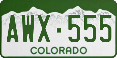 CO license plate AWX555