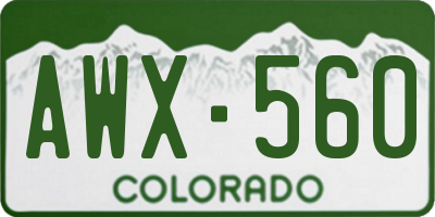 CO license plate AWX560