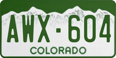 CO license plate AWX604
