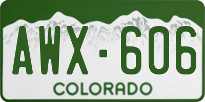 CO license plate AWX606