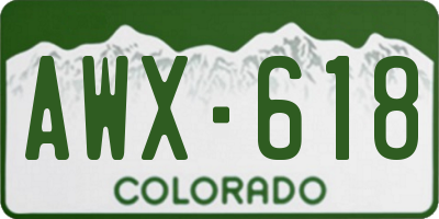 CO license plate AWX618
