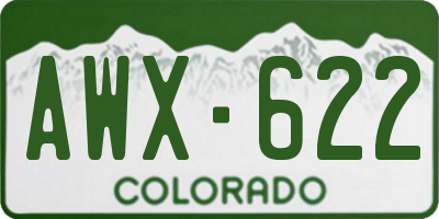 CO license plate AWX622