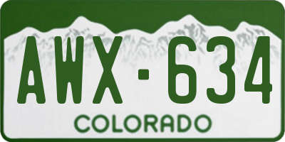 CO license plate AWX634