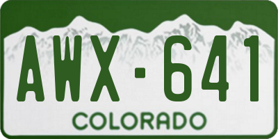 CO license plate AWX641