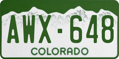 CO license plate AWX648