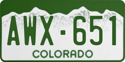 CO license plate AWX651