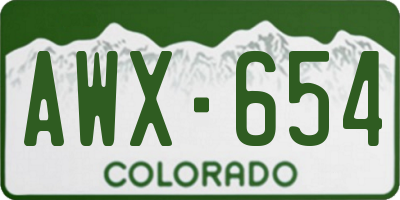 CO license plate AWX654