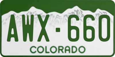 CO license plate AWX660
