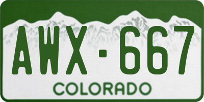 CO license plate AWX667