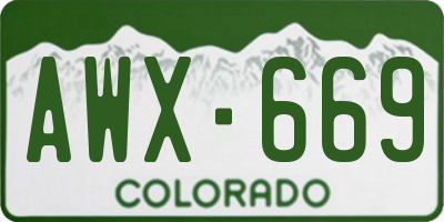 CO license plate AWX669