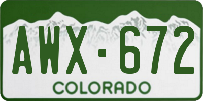 CO license plate AWX672