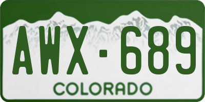 CO license plate AWX689
