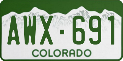 CO license plate AWX691