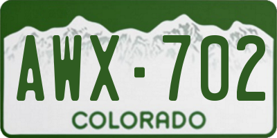 CO license plate AWX702