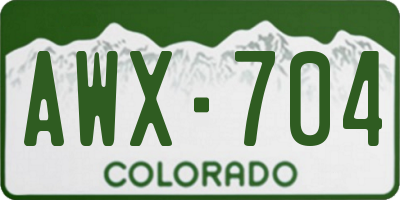 CO license plate AWX704