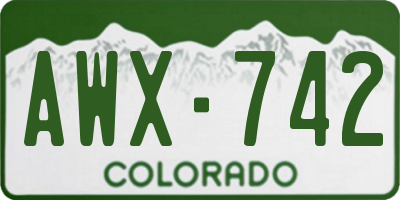 CO license plate AWX742