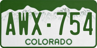 CO license plate AWX754