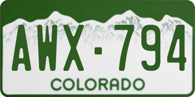 CO license plate AWX794