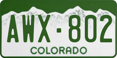 CO license plate AWX802