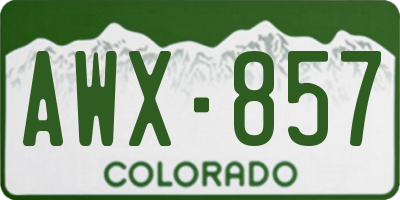 CO license plate AWX857