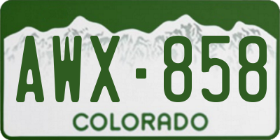 CO license plate AWX858