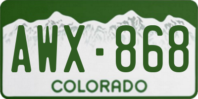 CO license plate AWX868