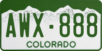 CO license plate AWX888