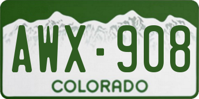 CO license plate AWX908