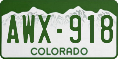CO license plate AWX918