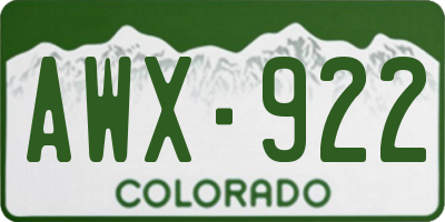 CO license plate AWX922