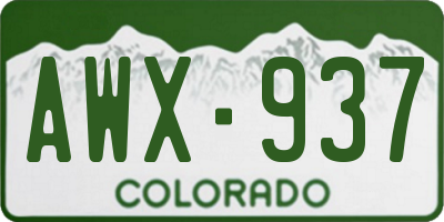 CO license plate AWX937