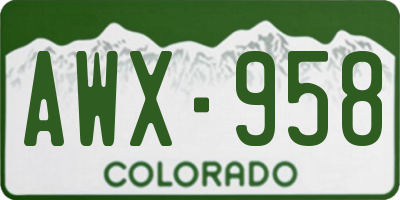 CO license plate AWX958