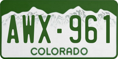 CO license plate AWX961