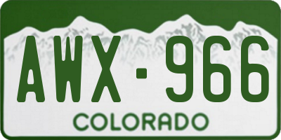 CO license plate AWX966