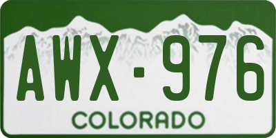 CO license plate AWX976