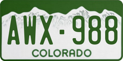 CO license plate AWX988