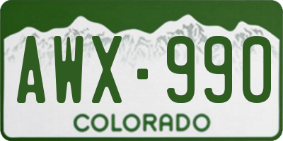 CO license plate AWX990